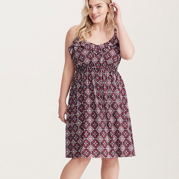 torrid Dresses & Skirts - TORRID Medallion Print Ruffle Challis Tank Dress